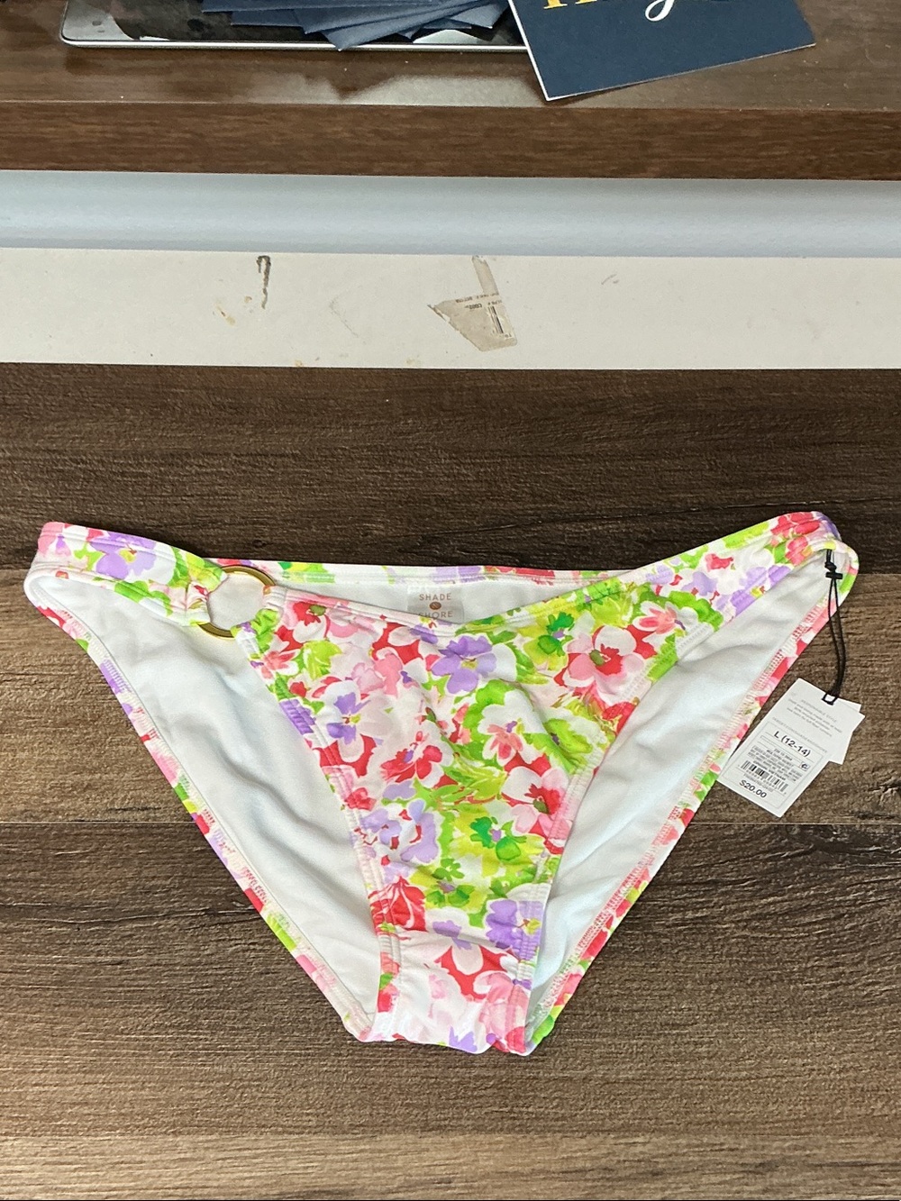 Shade & Shore Floral Bikini Bottoms in White, Pink, Green, Purple